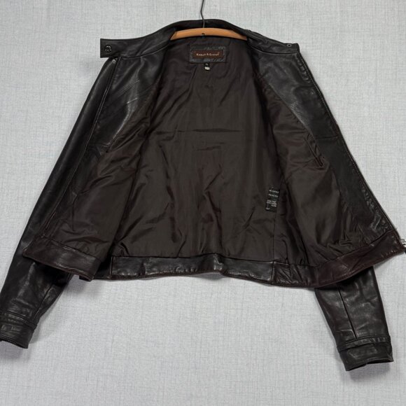 Knoles & Carter Italian Lambskin Leather Jacket Black Moto Zip Front Size XL - Picture 4 of 14